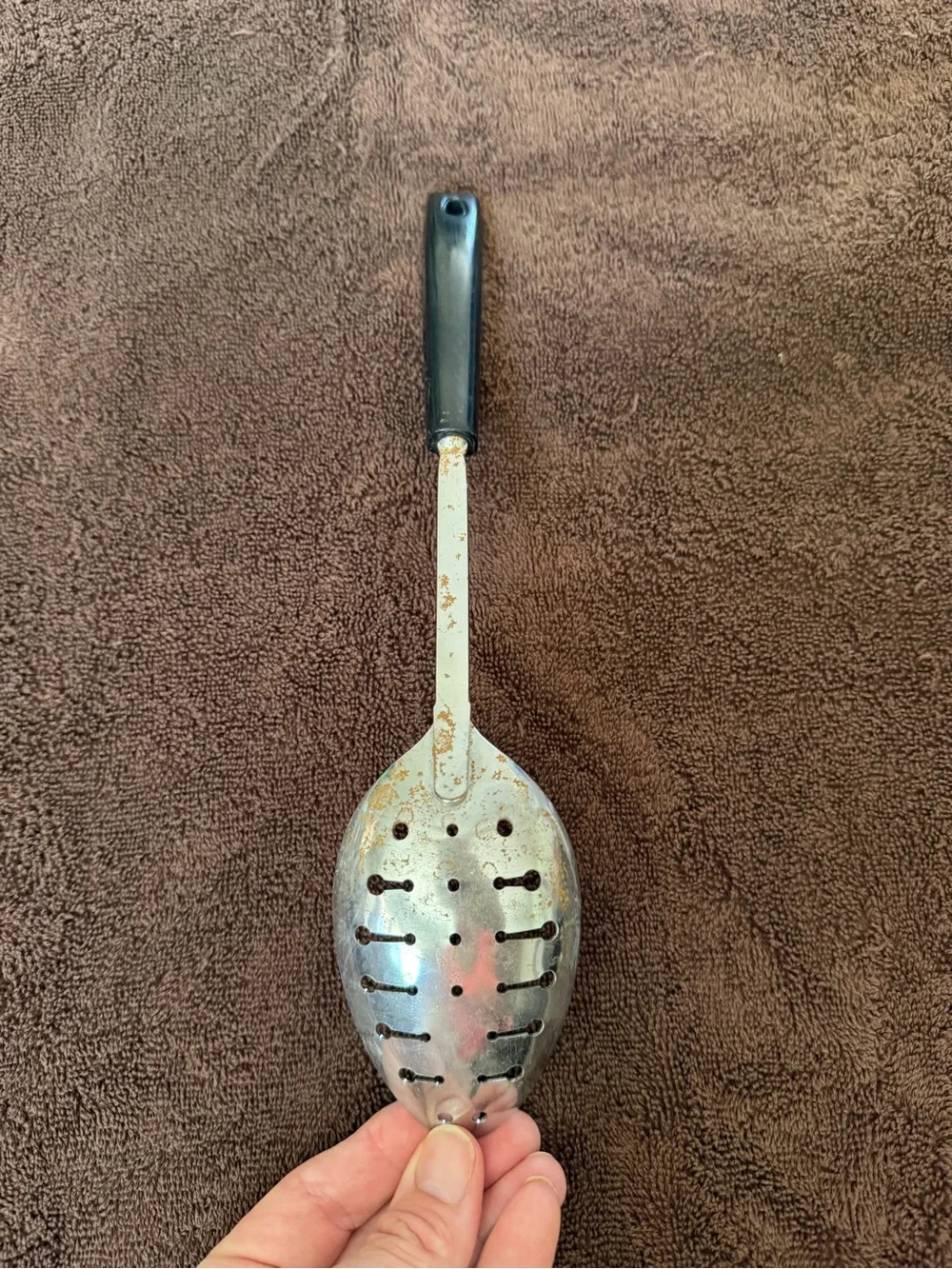 Ecko Unlimited Stainless Steel Slotted Serving Spoon with Black Handle